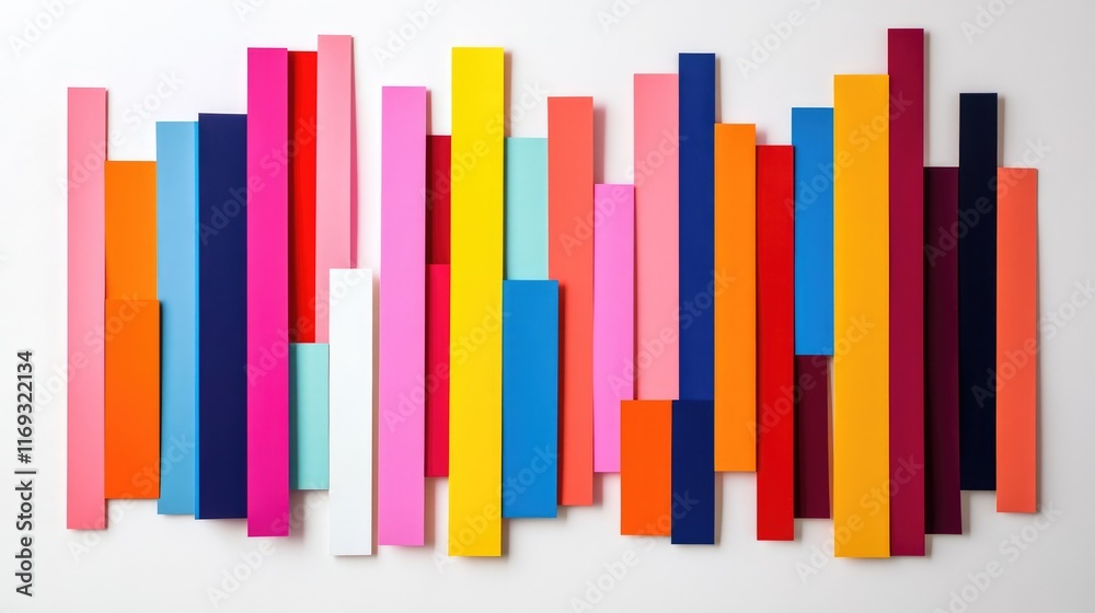 Colorful Abstract Arrangement of Vertical Strips on White Background Colorful Abstract Arrangement of Vertical Strips on White Background