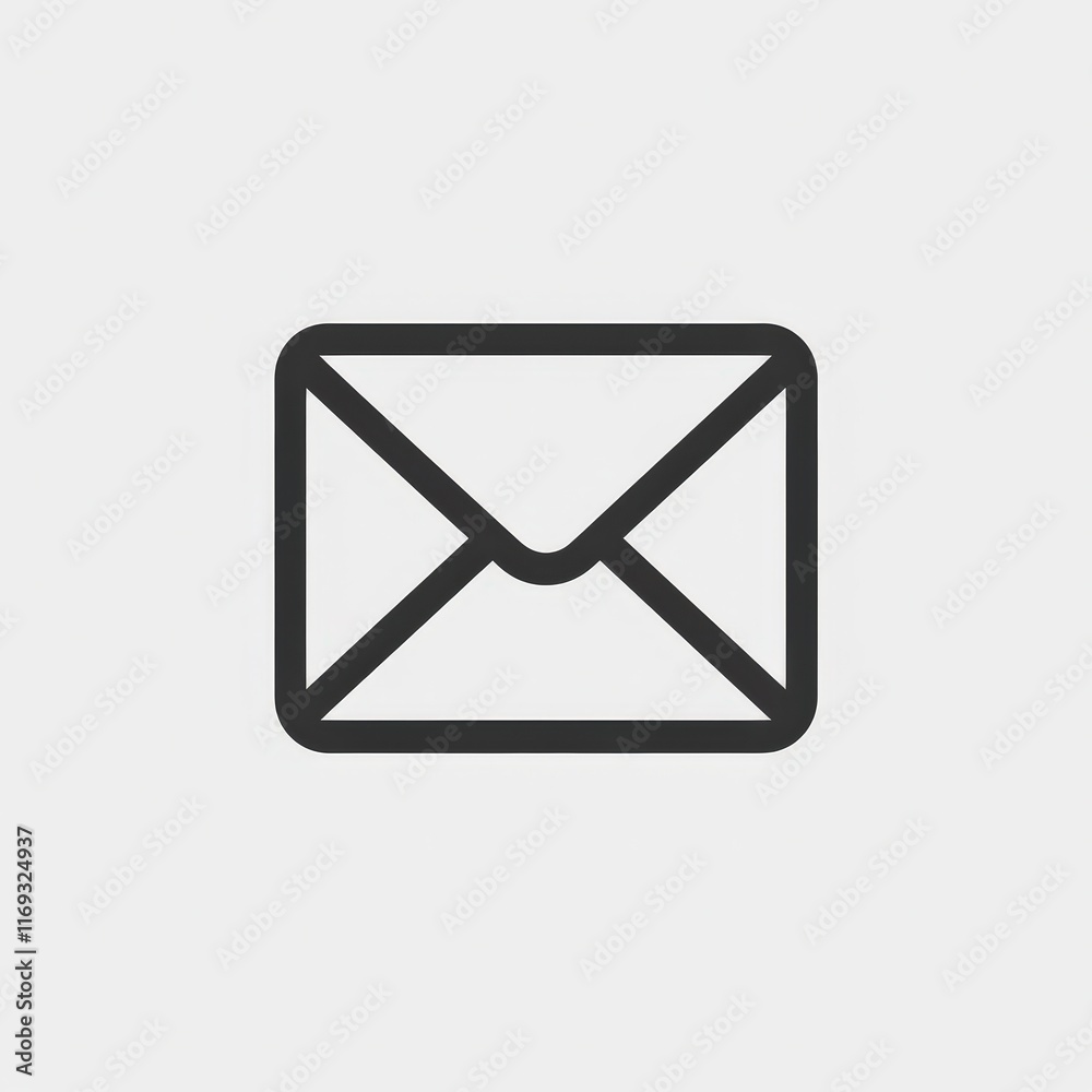 Simple black outline of an envelope symbol on a plain background Simple black outline of an envelope symbol on a plain background