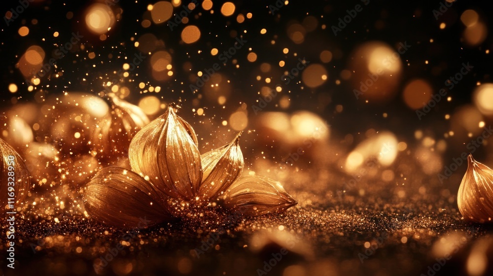 Glittering golden bokeh lights create a magical sparkling abstract background perfect for festive designs and fantasy inspired imagery The shimmering luminous texture evokes a sense of luxury Glittering golden bokeh lights create a magical sparkling abstract background perfect for festive designs and fantasy inspired imagery The shimmering luminous texture evokes a sense of luxury