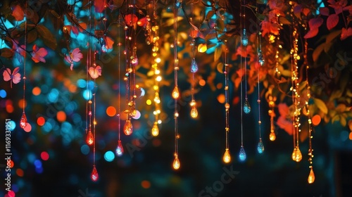 Cozy and Festive Winter Holiday Mood with Glowing Garlands Sparkling Fairy Lights and Glittering Ornaments Creating a Warm and Magical Atmosphere