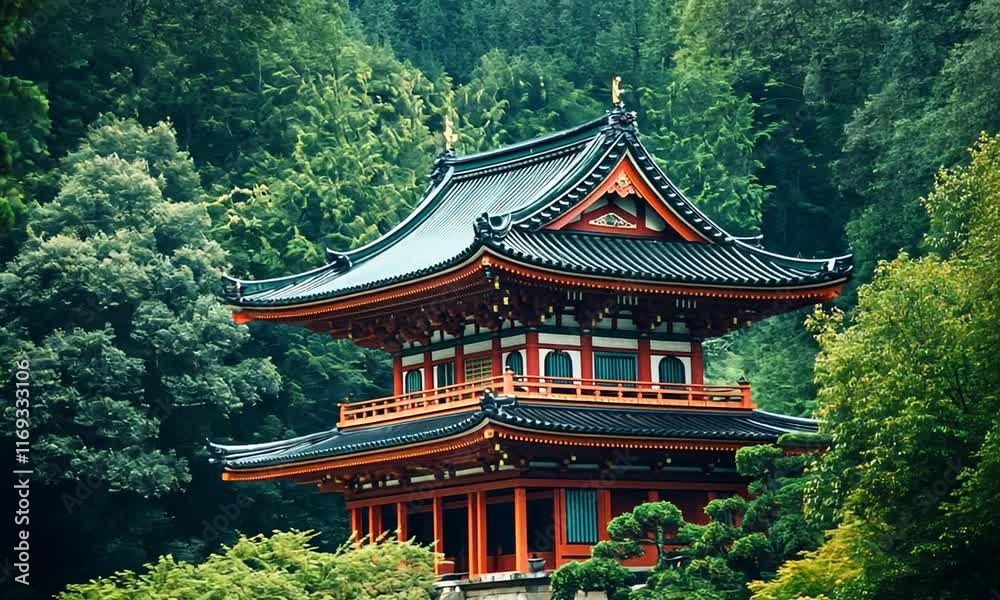 Verdant Environs Embrace a Traditional Japanese Pagoda