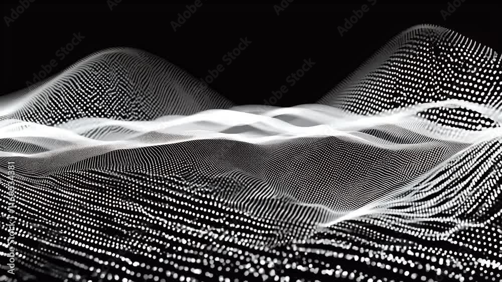 patterns creating sleek tech inspired looping dots dance animation suitable modern Black white holographic design concepts