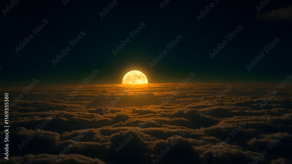 Obraz premium Majestic Sunset Seen from Above the Clouds 