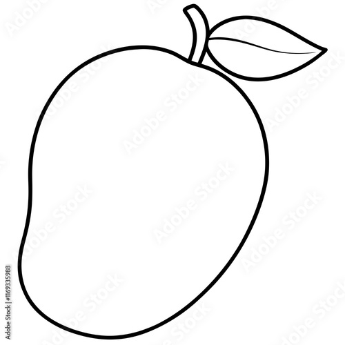Coloring page line art Mango vector illustration