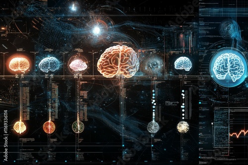 Wallpaper Mural Digital brain scans, data streams, and codes. Torontodigital.ca