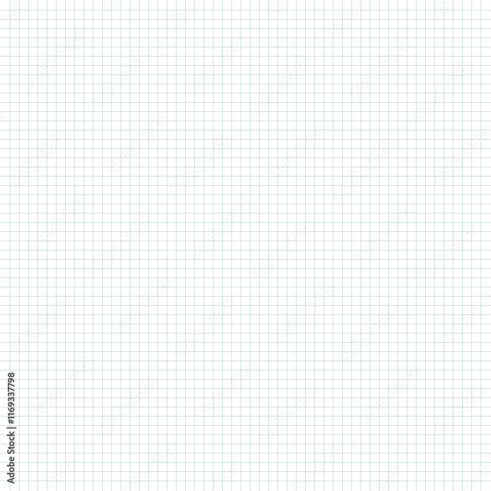  green Grid, mesh. Plotting paper, graph paper and coordinate paper texture, pattern. isolated on white background.  Graphing Paper For Education, Drawing Projects. Classic, vector illustration. EPS10