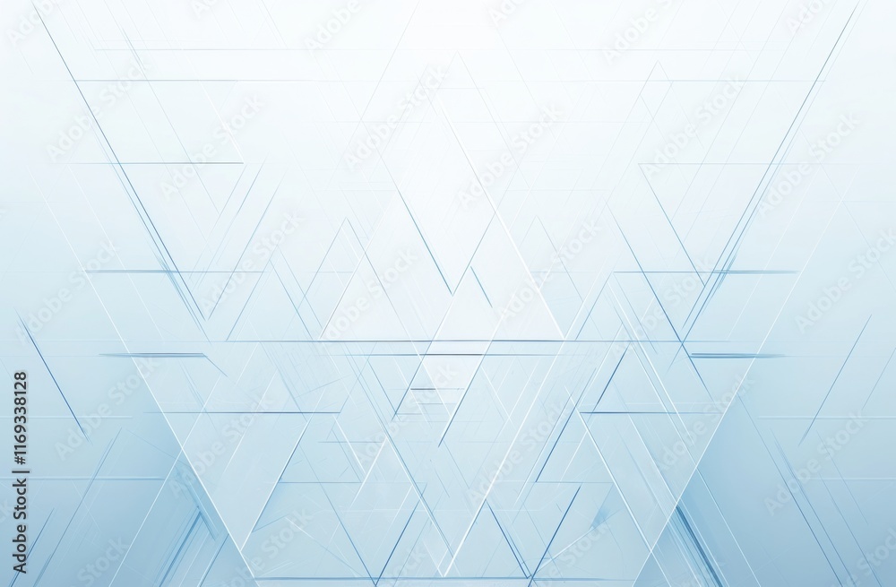 Light blue and gray geometric background with minimalist style, simple lines, high contrast flat illustration featuring three symmetrical triangles of different sizes
