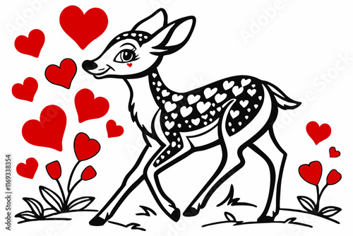 Valentine Heart Hugger: Elegant Vector Line Art in White