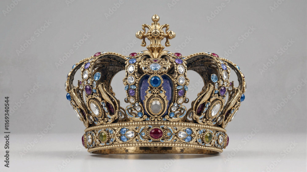 Fototapeta premium Luxurious golden crown adorned with gemstones, symbolizing wealth and royalty 
