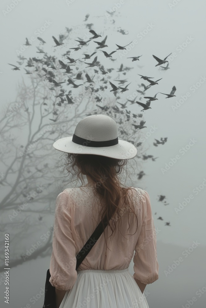 A Woman Contemplates Nature's Tranquility A Woman Contemplates Nature's Tranquility