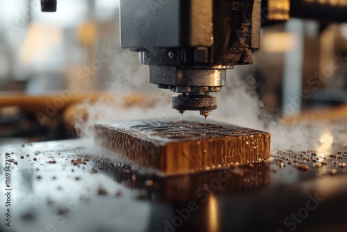 A CNC laser cutting machine showcases intricate designs while producing sparks, symbolizing the advancement of technology in creative and manufacturing processes. photo