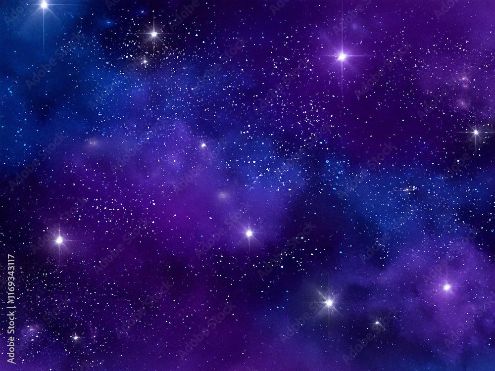 Obraz premium dreamy, cosmic-inspired background with deep purples, blues, and starry details