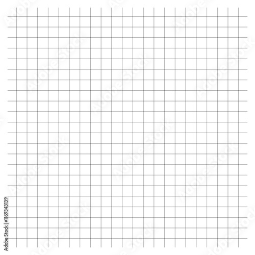 Squared notebook seamless pattern. square graph line page, mockup empty squared Grey grid texture. School notebook for mathematics. Grid paper sheet. isolated on white background. Vector illustration. photo