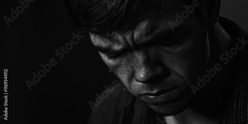A young man shows deep contemplation and pain, encapsulating emotional turmoil beautifully.