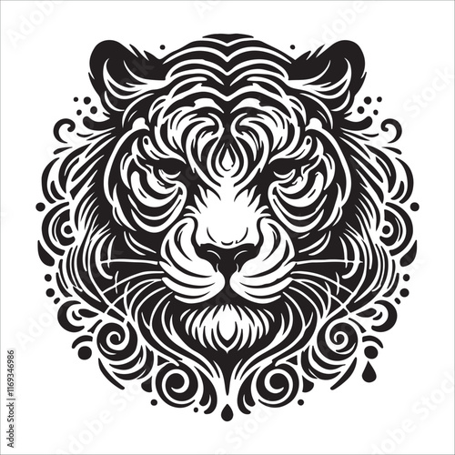 tiger head silhouette vector