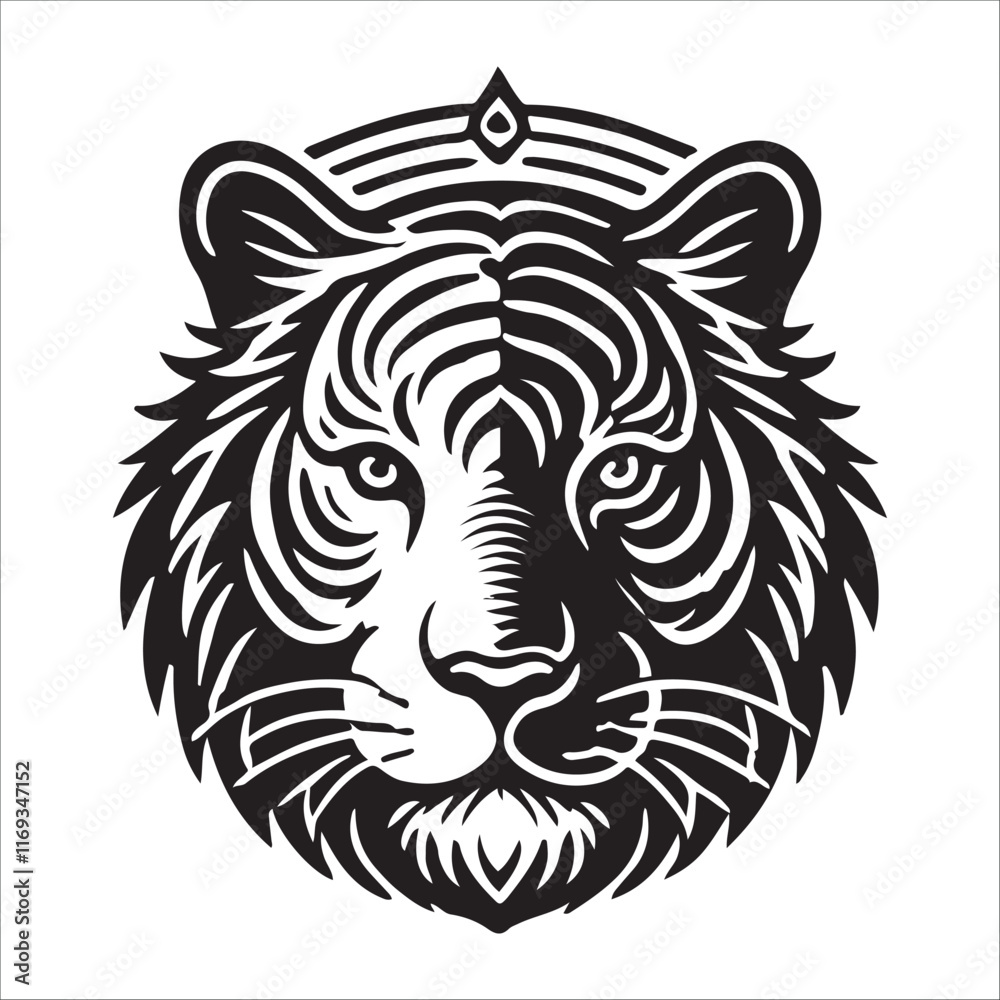 Obraz premium tiger head silhouette vector