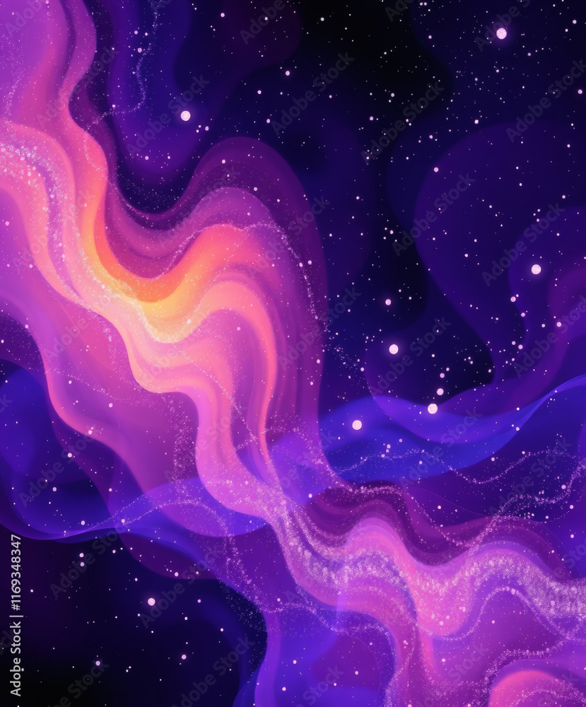 Obraz premium Cosmic dance of colors and stars capturing the essence of the universe in vibrant swirls and hues