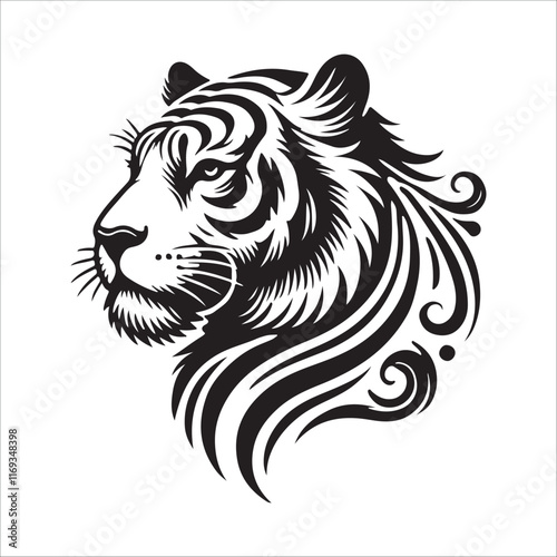 Wallpaper Mural tiger head silhouette vector Torontodigital.ca