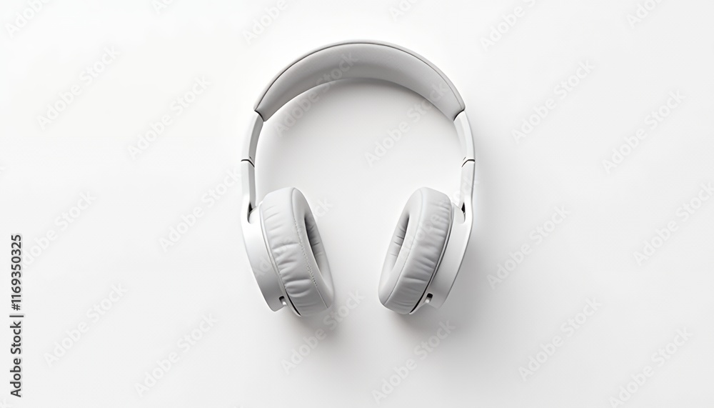 Elegant White Headphones on a Clean White Background: A Minimalist Product Shot