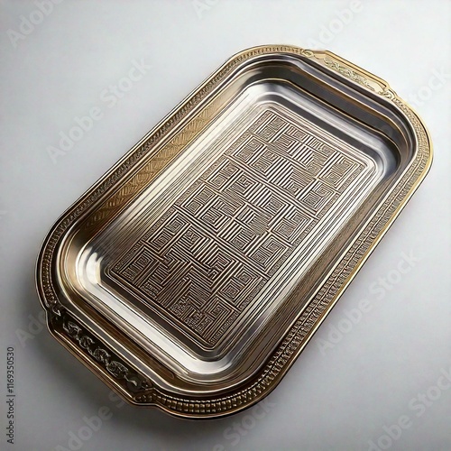 a gold tray on white background