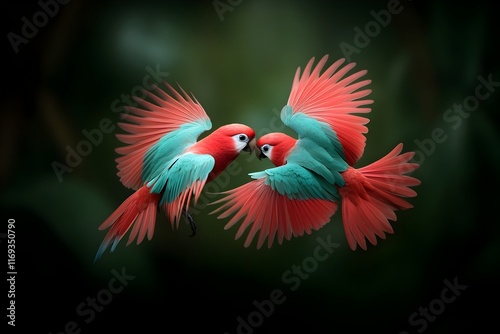 Captivating cinma vrit documentary photography of the intimate synchronized mating dance of a pair of resplendent tropical birds showcasing their stunning feathers in brilliant hues of azure jade