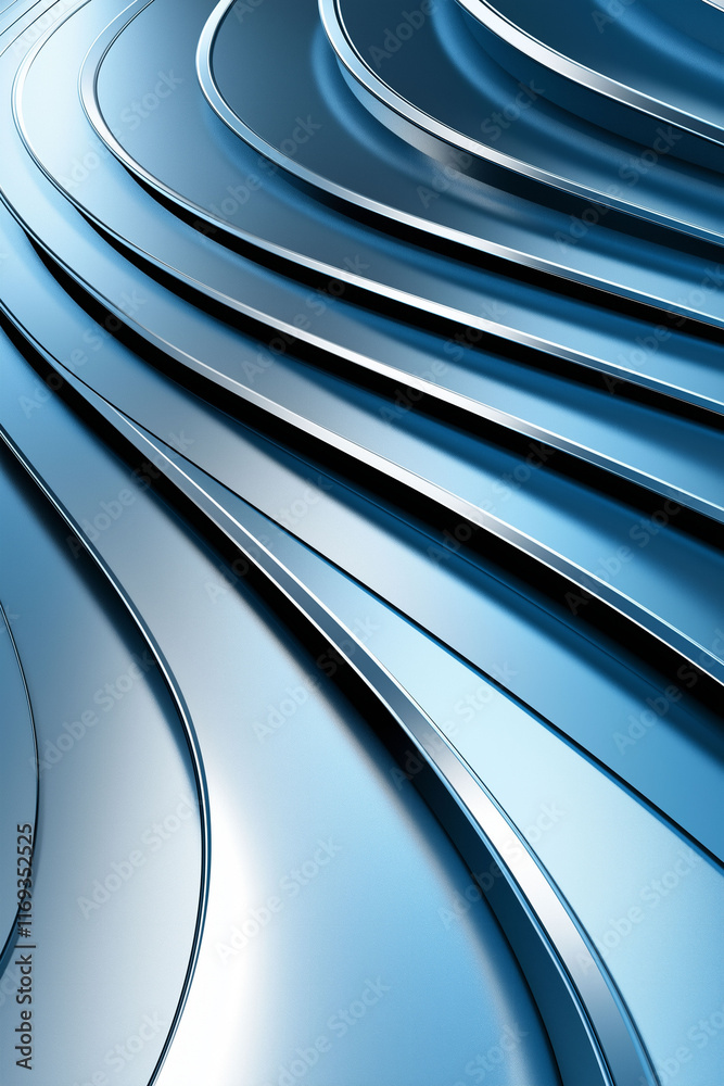 Swirling blue metallic patterns reflecting light in a modern design space Swirling blue metallic patterns reflecting light in a modern design space