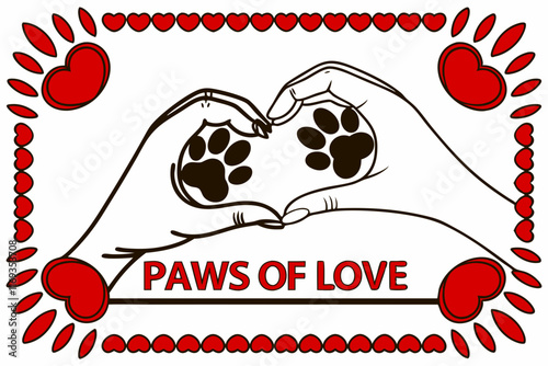 Valentine Heart Hugger: Elegant Vector Line Art in White