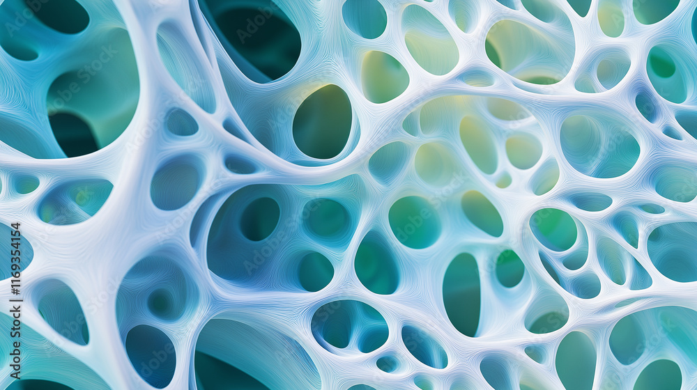 Organic bionic seamless design, flowing forms of coral and marine biology patterns, vibrant tropical colors, smooth 3D surfaces, futuristic and nature-inspired 