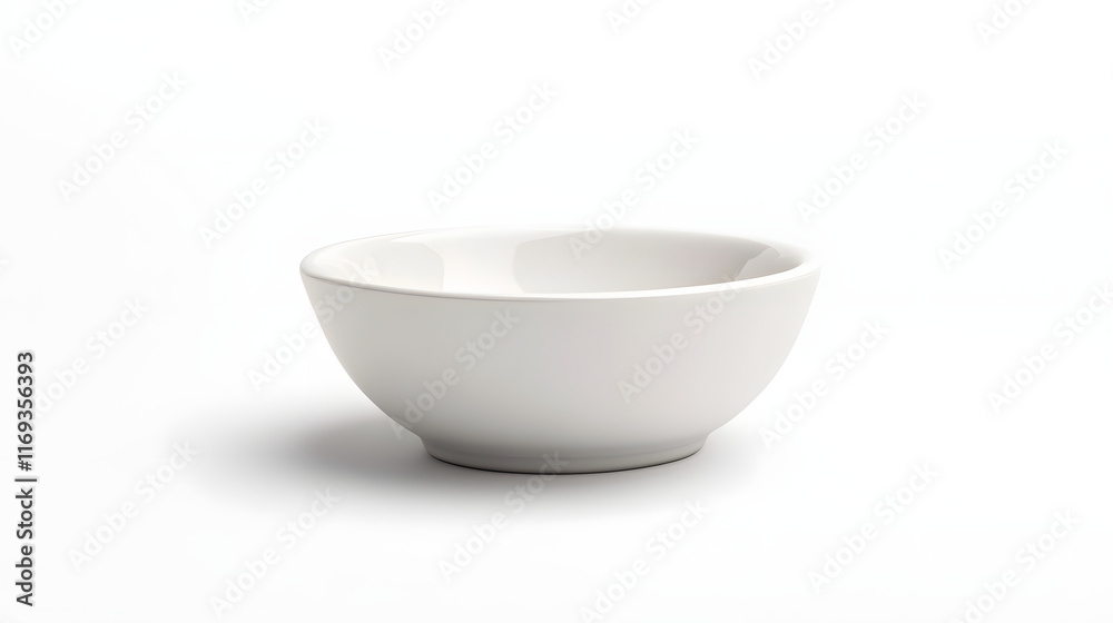 A Small White Ceramic Bowl on White Background A Small White Ceramic Bowl on White Background