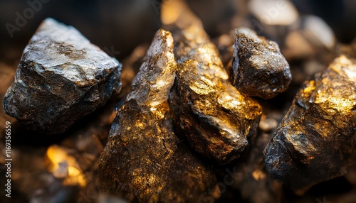 mountains rocks with gold dust, stone, mining
