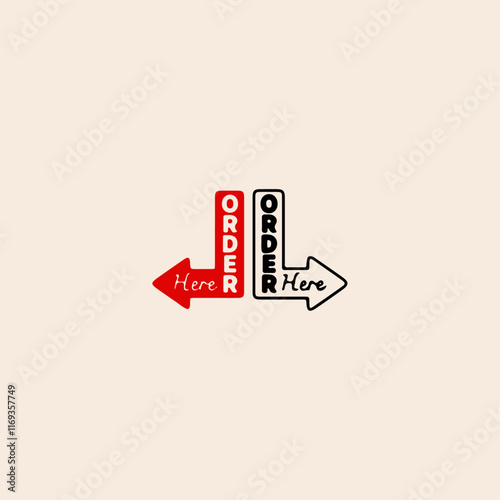 Order here sign logo icon flat vector design.