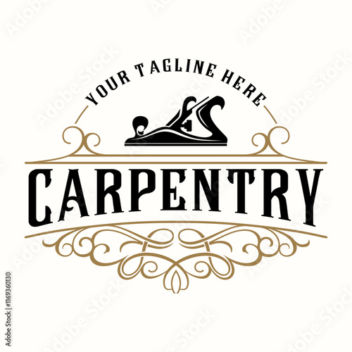 carpenter vintage logo. handplane icon ornamen, for carpentry furniture, construction and home improvement.