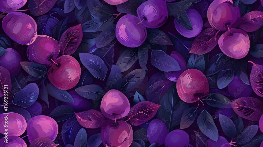 Obraz premium plum seamless pattern wallpaper