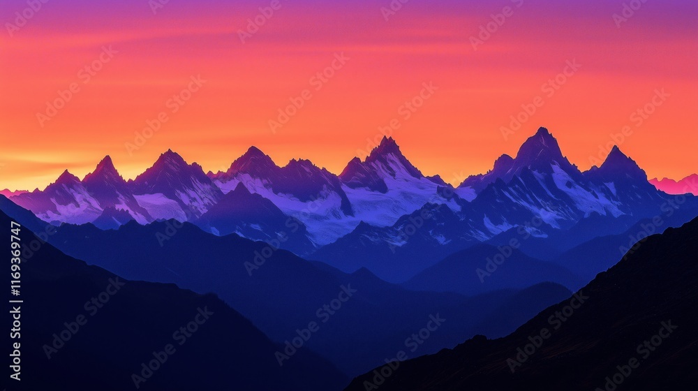 Sunset Glowing Behind Silhouetted Mountain Peaks With Vibrant Orange Pink And Lavender Tones Enhancing Rugged Layered Terrain Sunset Glowing Behind Silhouetted Mountain Peaks With Vibrant Orange Pink And Lavender Tones Enhancing Rugged Layered Terrain