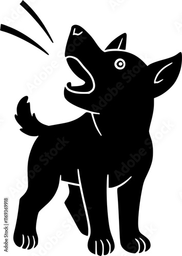 Dog barking black vector icon isolated on a transparent background.