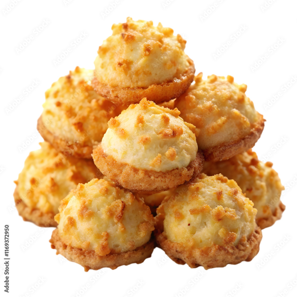 golden coconut macaroons on transparent background golden coconut macaroons on transparent background