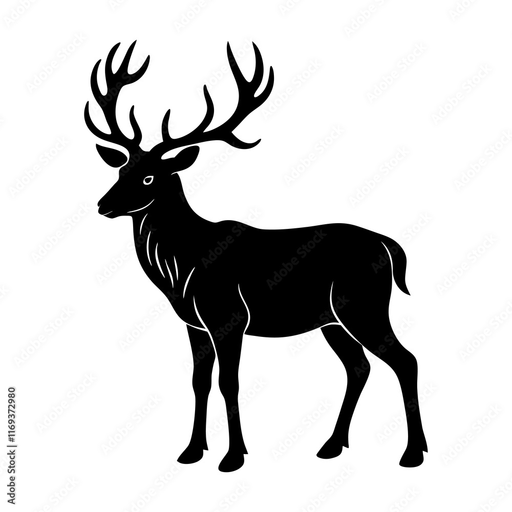 Obraz premium Elk Silhouette vector illustration