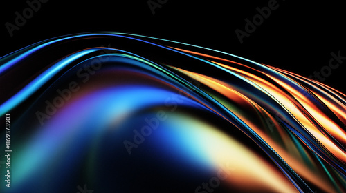 Abstract minimalist design, colorful glass shape, 3d render