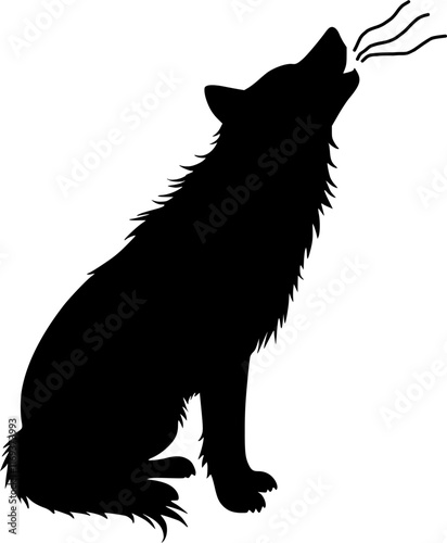 Wolf howling black vector icon on an isolated transparent background.