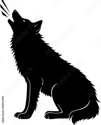 Wolf howling black vector icon on an isolated transparent background.