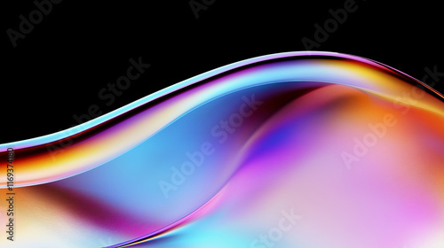 Abstract minimalist design, colorful glass shape, 3d render