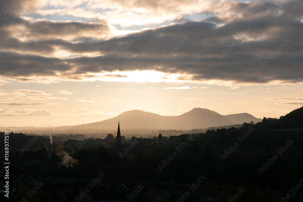 Golden Glow over Eildon Hills, Galashiels, Scottish Borders Golden Glow over Eildon Hills, Galashiels, Scottish Borders