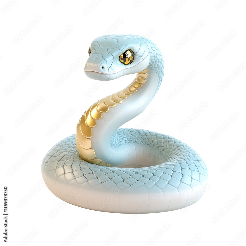 Fototapeta premium Graceful coiled snake icon representing the Chinese zodiac symbol for the year