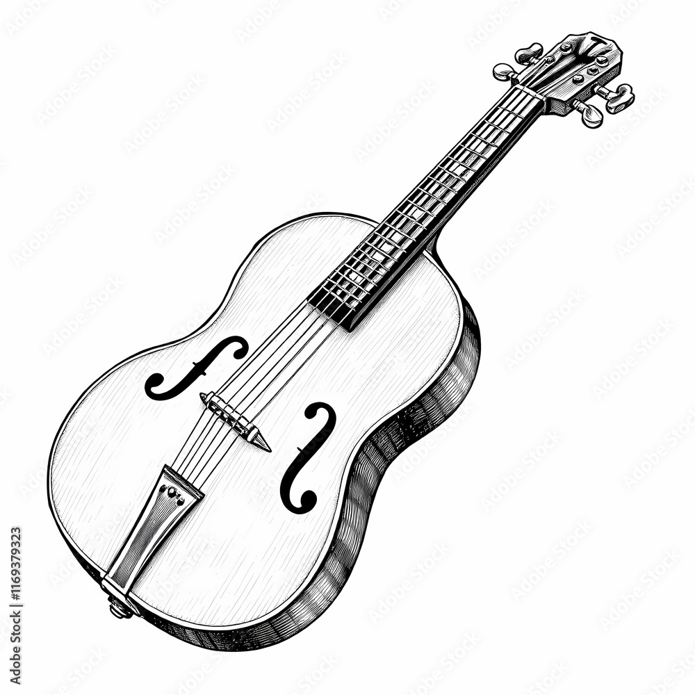 Obraz premium Vintage String Instrument Drawing