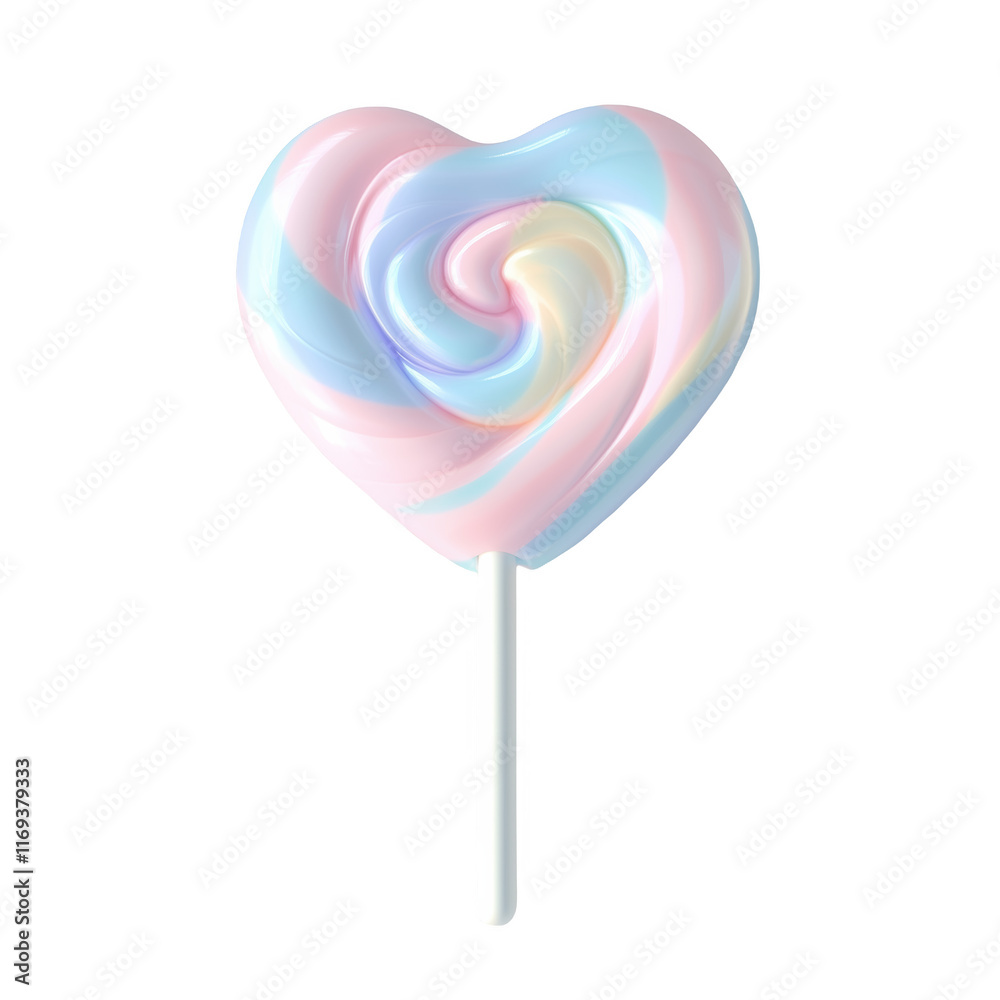 Heart shaped lollipop with pastel swirls in a playful design for sweet lovers Heart shaped lollipop with pastel swirls in a playful design for sweet lovers