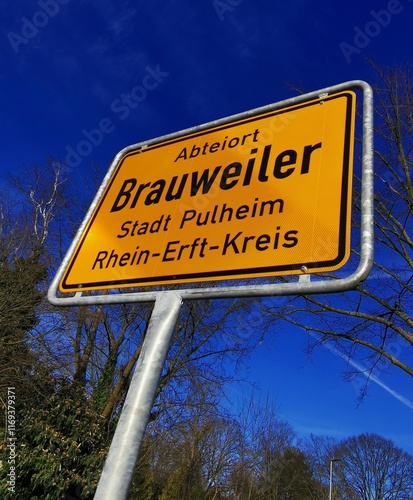 Ortsschild von Brauweiler, Stadt Pulheim