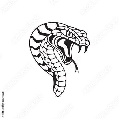 Rattlesnake coiled up silhouette vector art black color design and solid white background