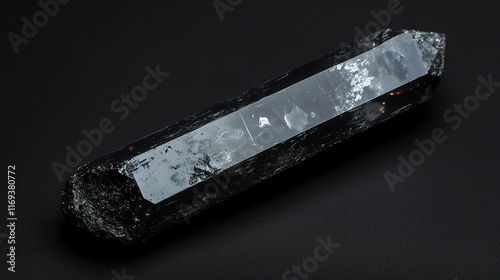 A stunning natural crystal displaying unique black and clear features. photo