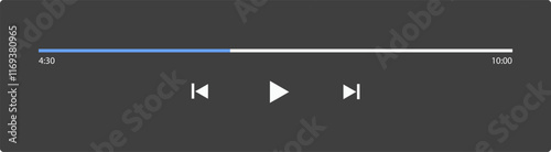 music player interface isolated on white background. Multimedia frame template EPS file