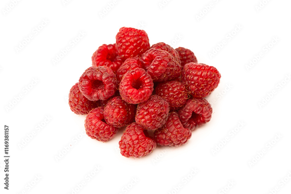 Tasty fresh raspberry isolated on a white background. Top view. Tasty fresh raspberry isolated on a white background. Top view.